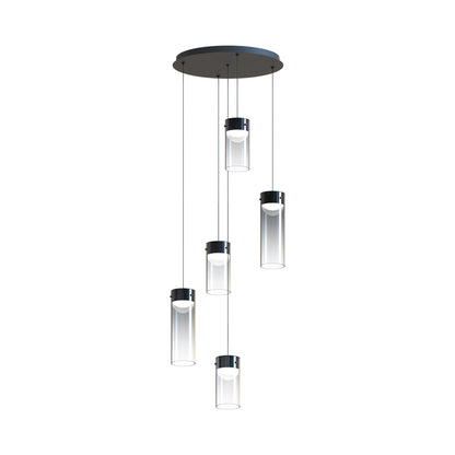 Highball LED Multi Light Pendant Light in Graduating Smoke (5-Light).