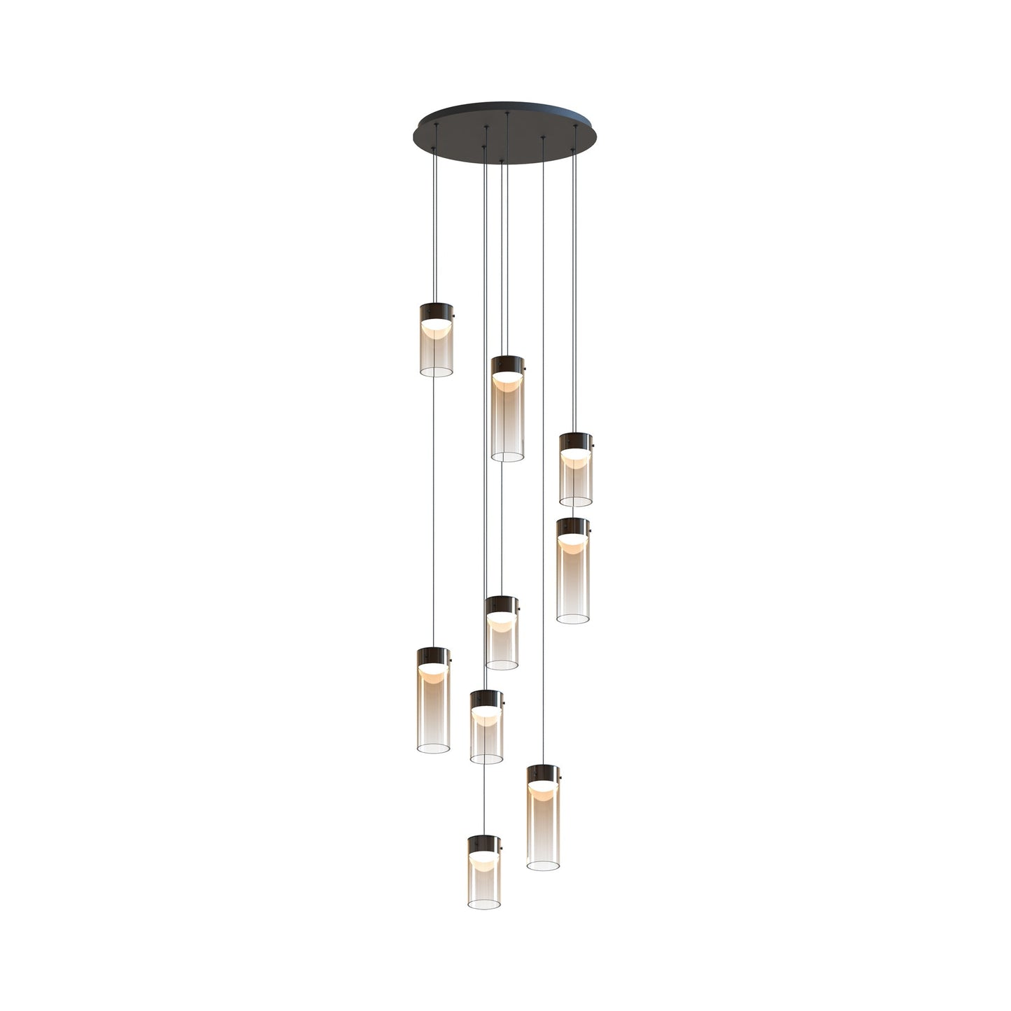Highball LED Multi Light Pendant Light in Amber Glass (9-Light).