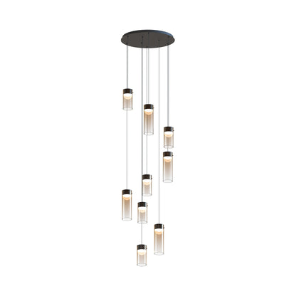 Highball LED Multi Light Pendant Light in Amber Glass (9-Light).