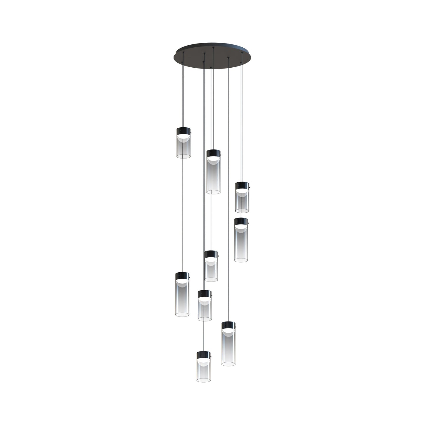 Highball LED Multi Light Pendant Light in Graduating Smoke (9-Light).