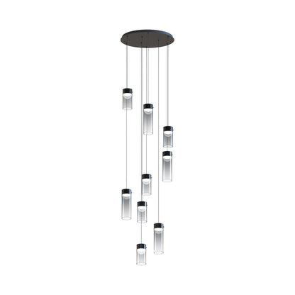 Highball LED Multi Light Pendant Light in Graduating Smoke (9-Light).