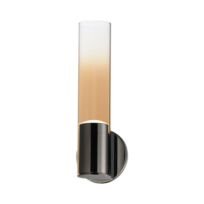 Highball LED Wall Light in Gunmetal/Amber Glass.