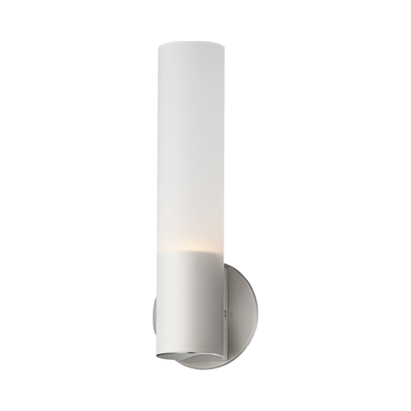 Highball LED Wall Light in Satin Nickel/Translucent Frost.