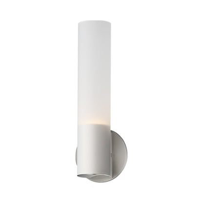 Highball LED Wall Light in Satin Nickel/Translucent Frost.