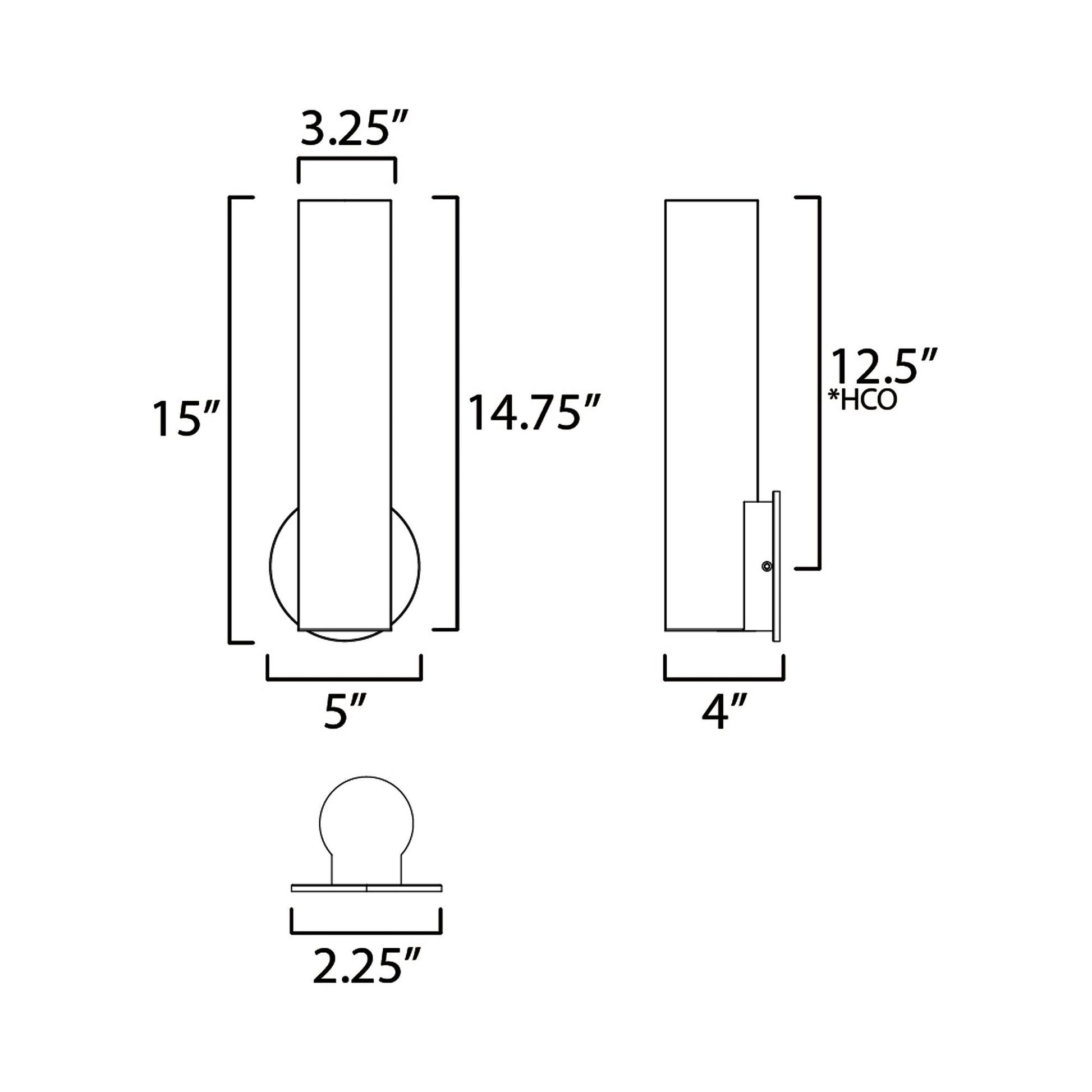Highball LED Wall Light - line drawing.