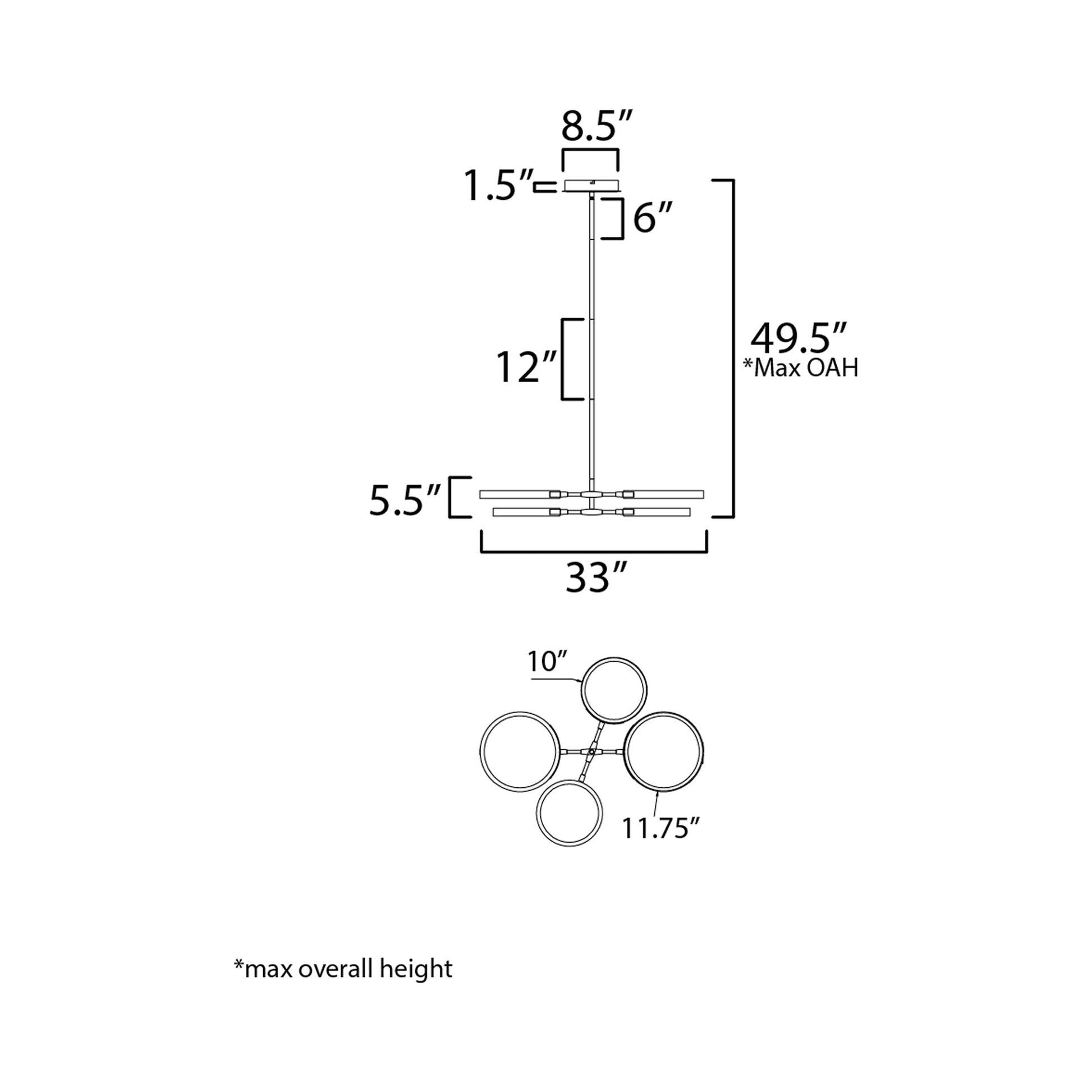 Hoopla LED Chandelier - line drawing.