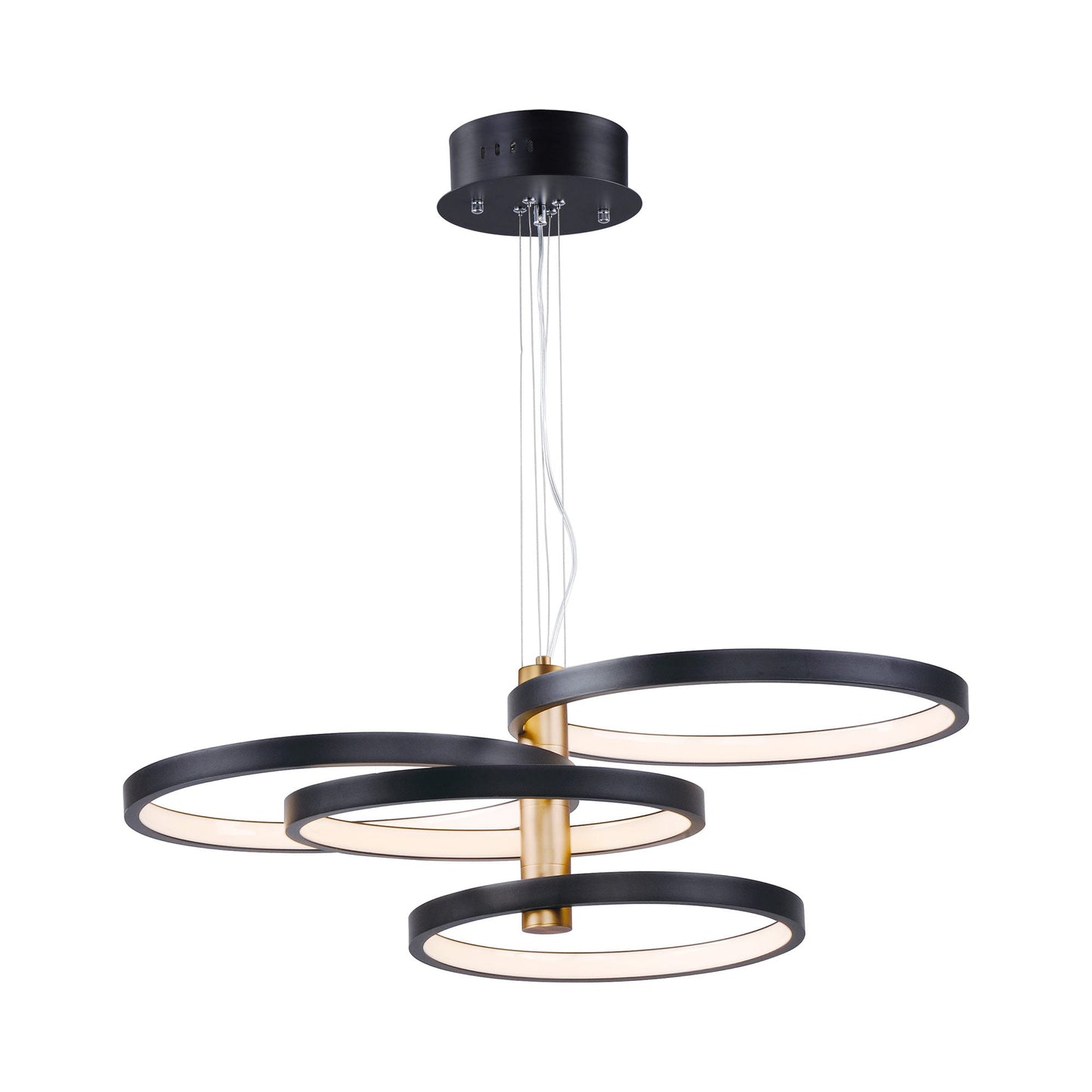 Hoopla LED Multi Light Pendant Light in Black/Gold (4-Light).