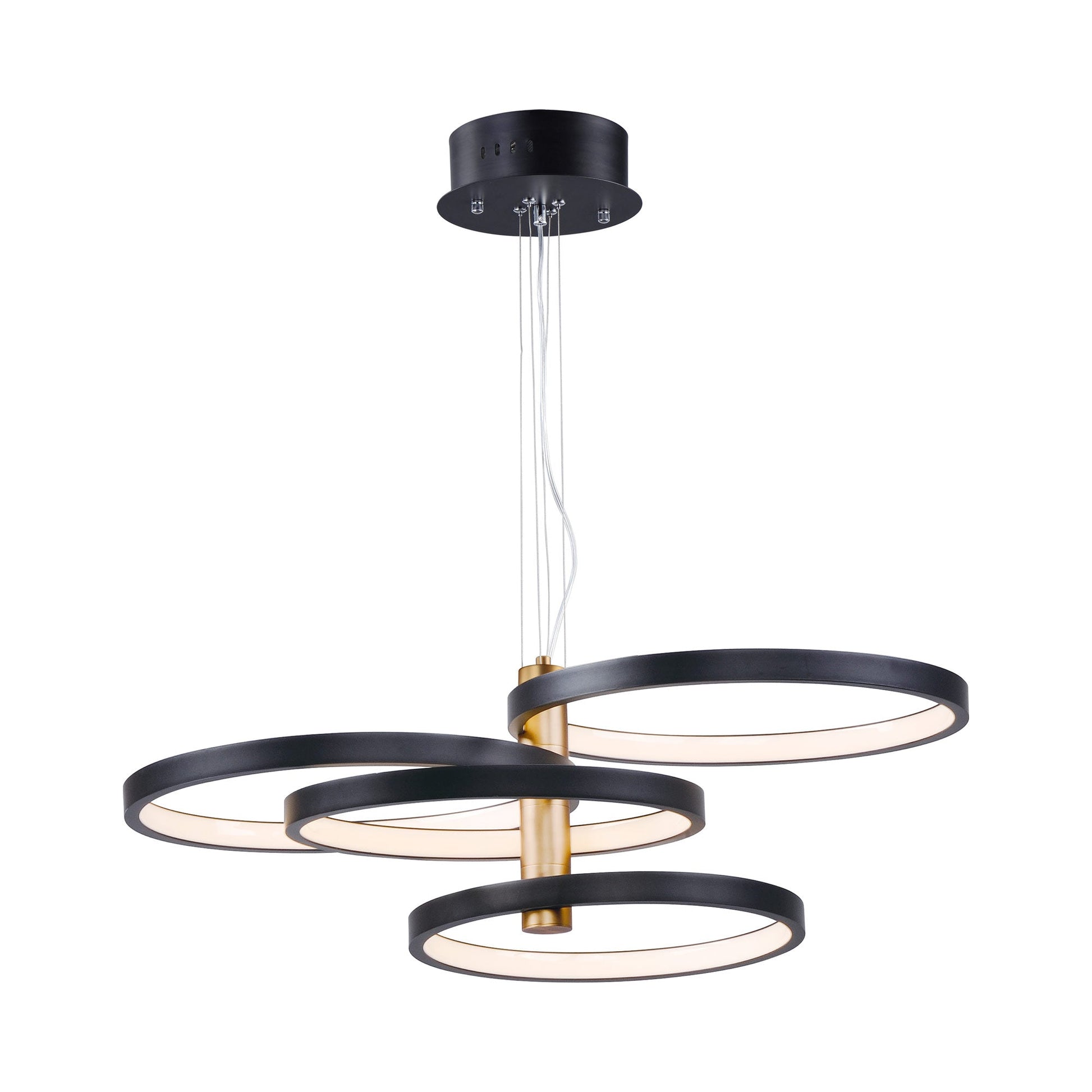 Hoopla LED Multi Light Pendant Light in Black/Gold (4-Light).