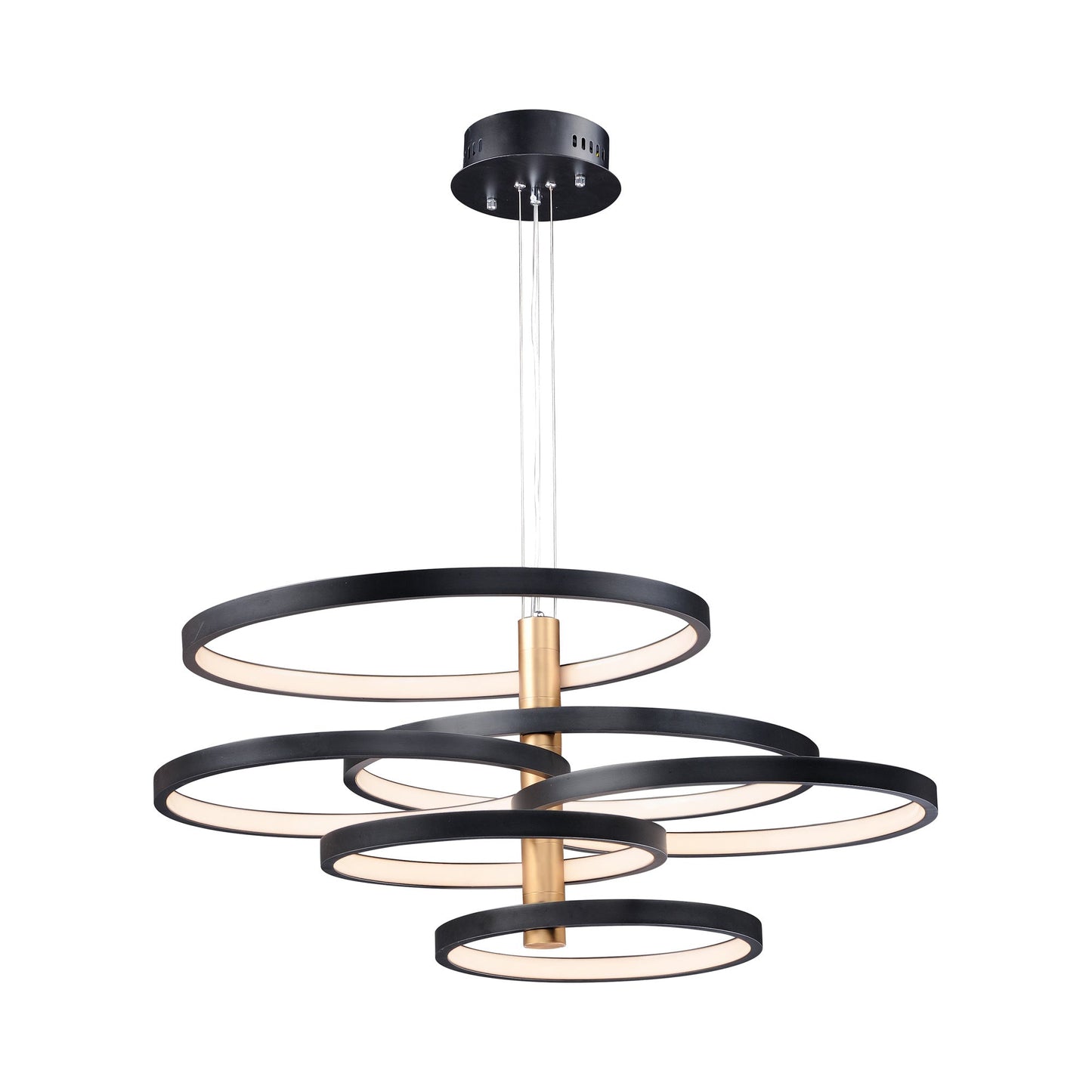 Hoopla LED Multi Light Pendant Light in Black/Gold (6-Light).