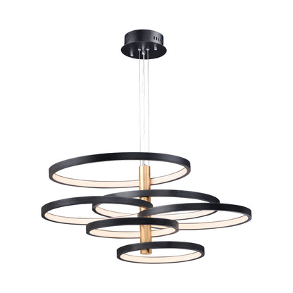 Hoopla LED Multi Light Pendant Light in Black/Gold (6-Light).