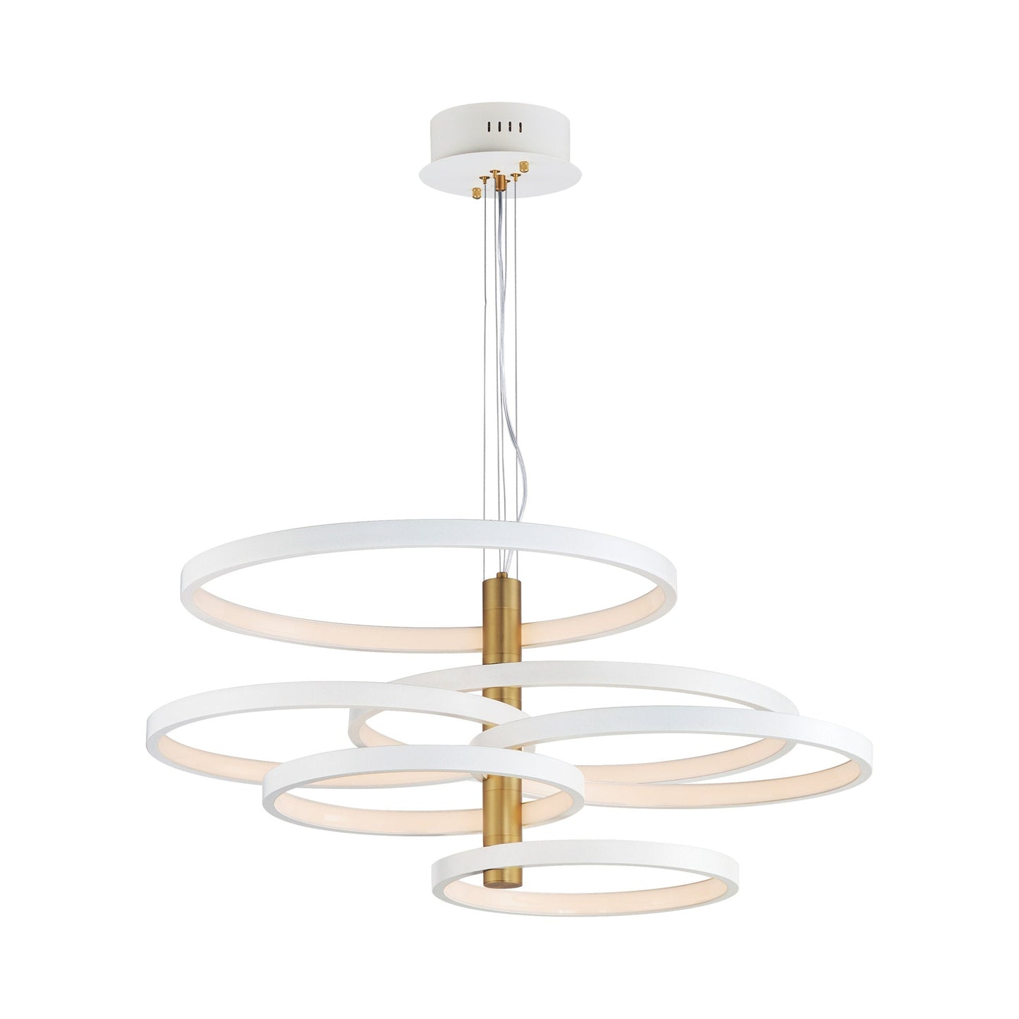 Hoopla LED Multi Light Pendant Light in White/Gold (6-Light).