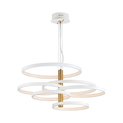 Hoopla LED Multi Light Pendant Light in White/Gold (6-Light).