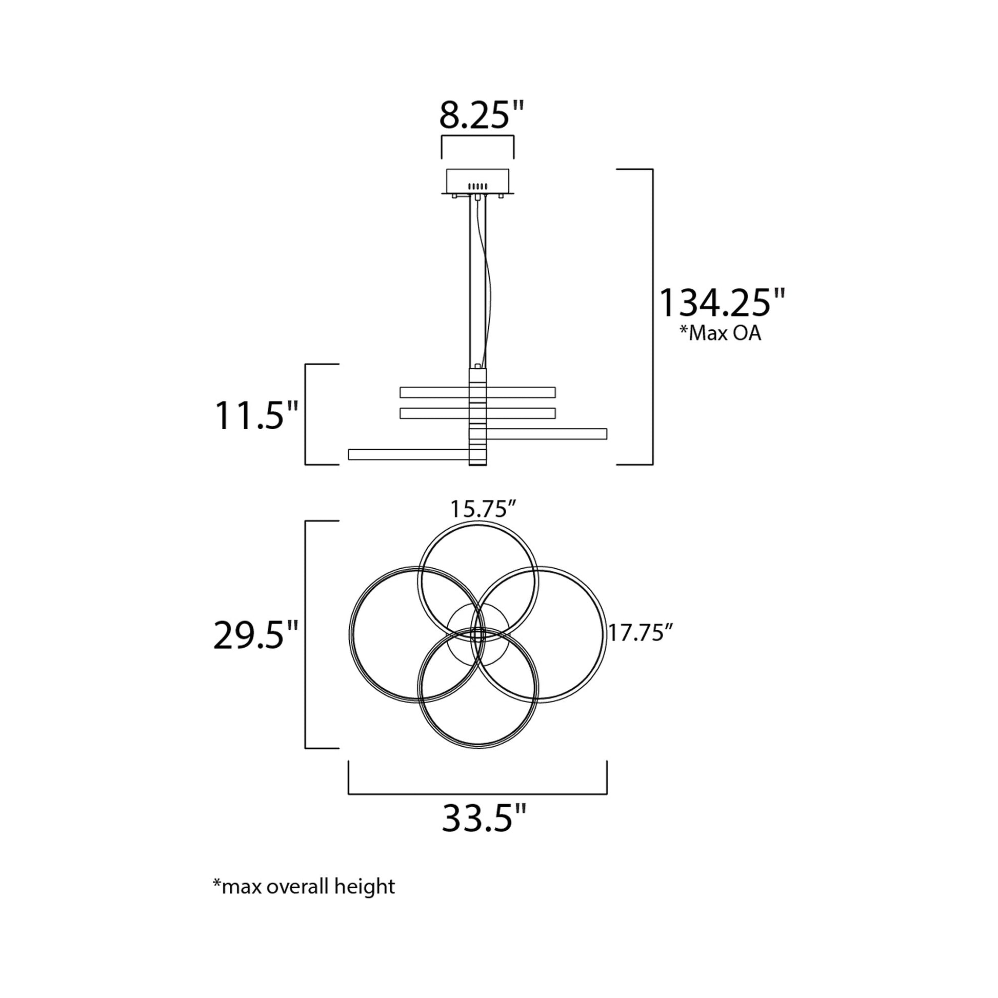 Hoopla LED Multi Light Pendant Light - line drawing.
