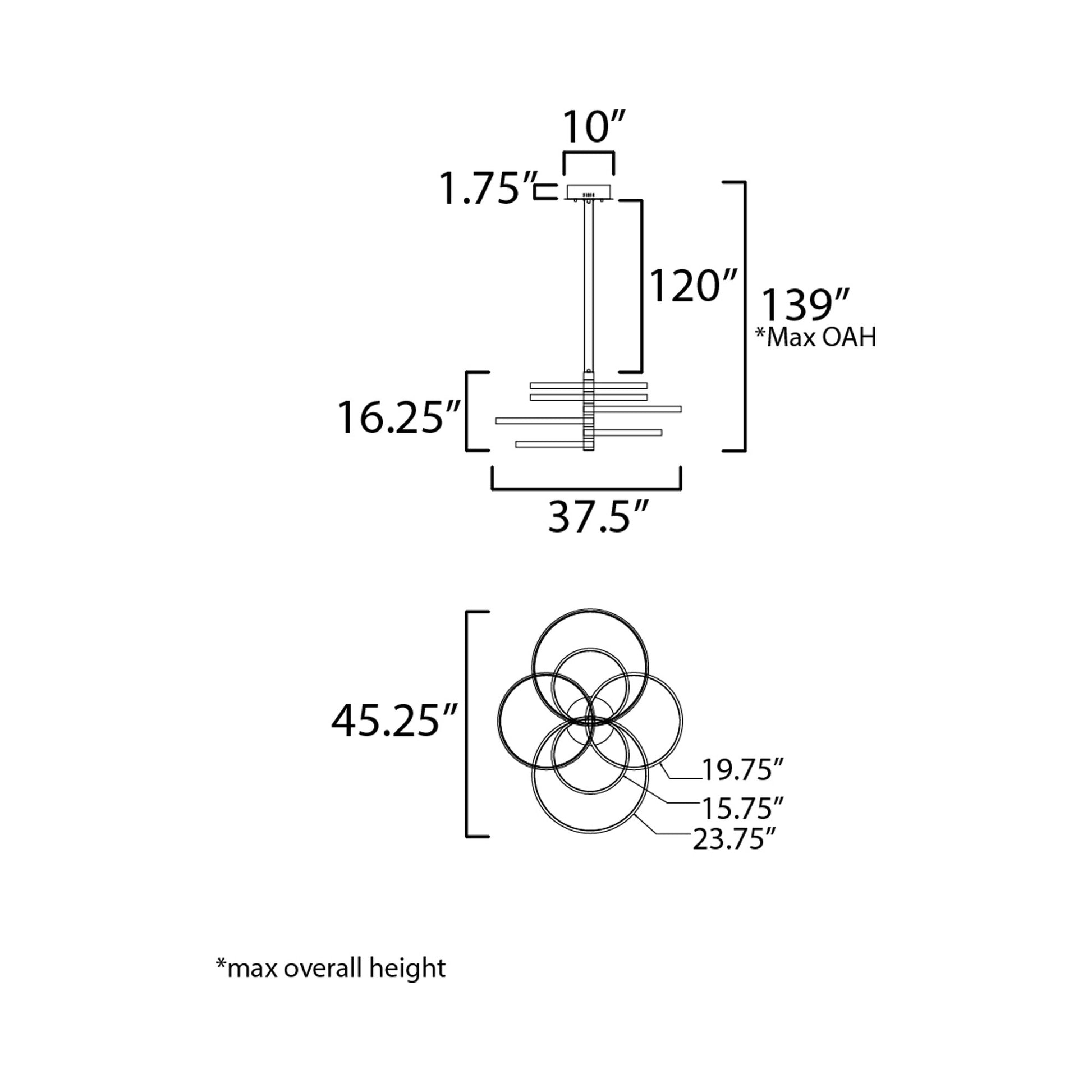 Hoopla LED Multi Light Pendant Light - line drawing.