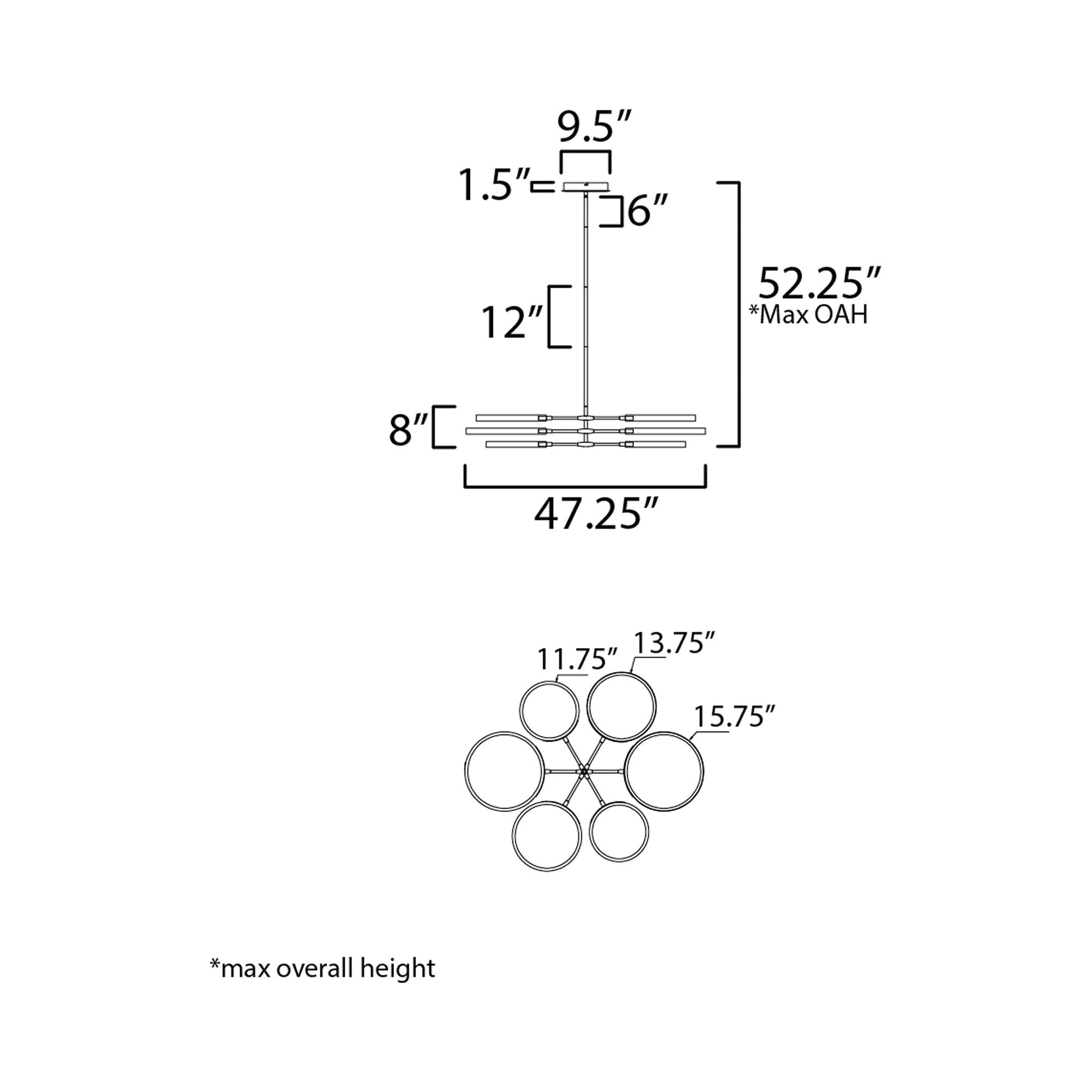Hoopla LED Pendant Light - line drawing.