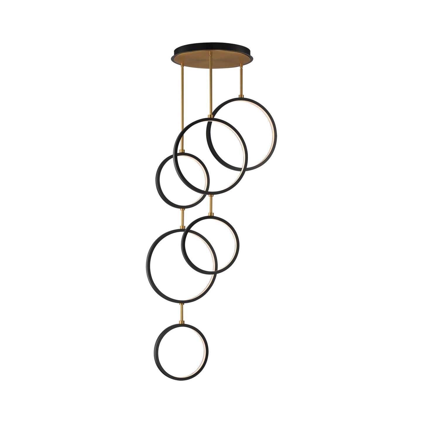 Hoopla LED Ring Pendant Light in Black/Gold (6-Light).