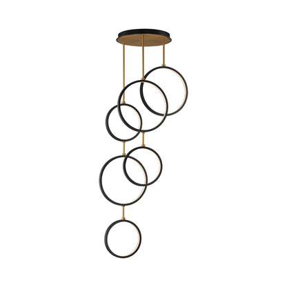 Hoopla LED Ring Pendant Light in Black/Gold (6-Light).