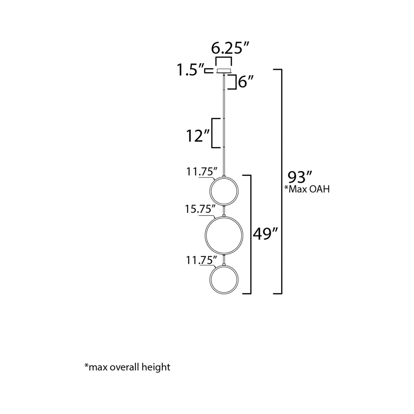 Hoopla LED Ring Pendant Light - line drawing.