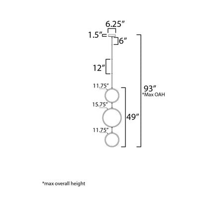 Hoopla LED Ring Pendant Light - line drawing.