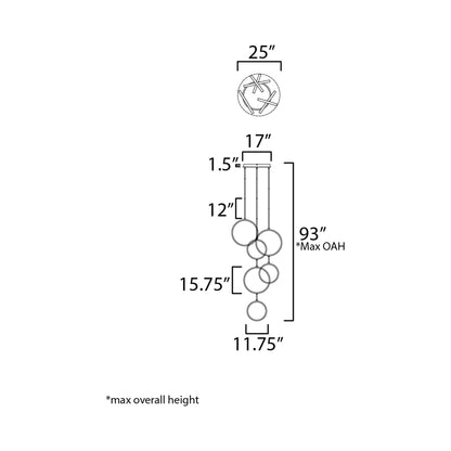 Hoopla LED Ring Pendant Light - line drawing.