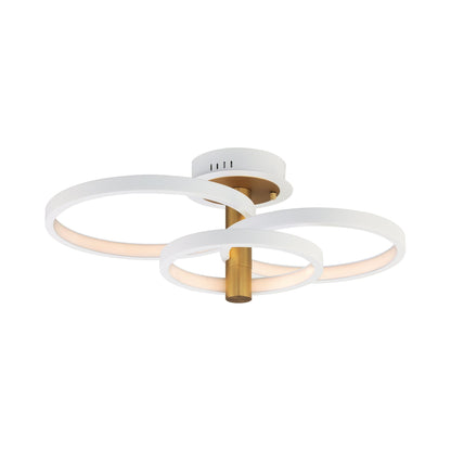 Hoopla LED Semi Flush Mount Ceiling Light in White/Gold.