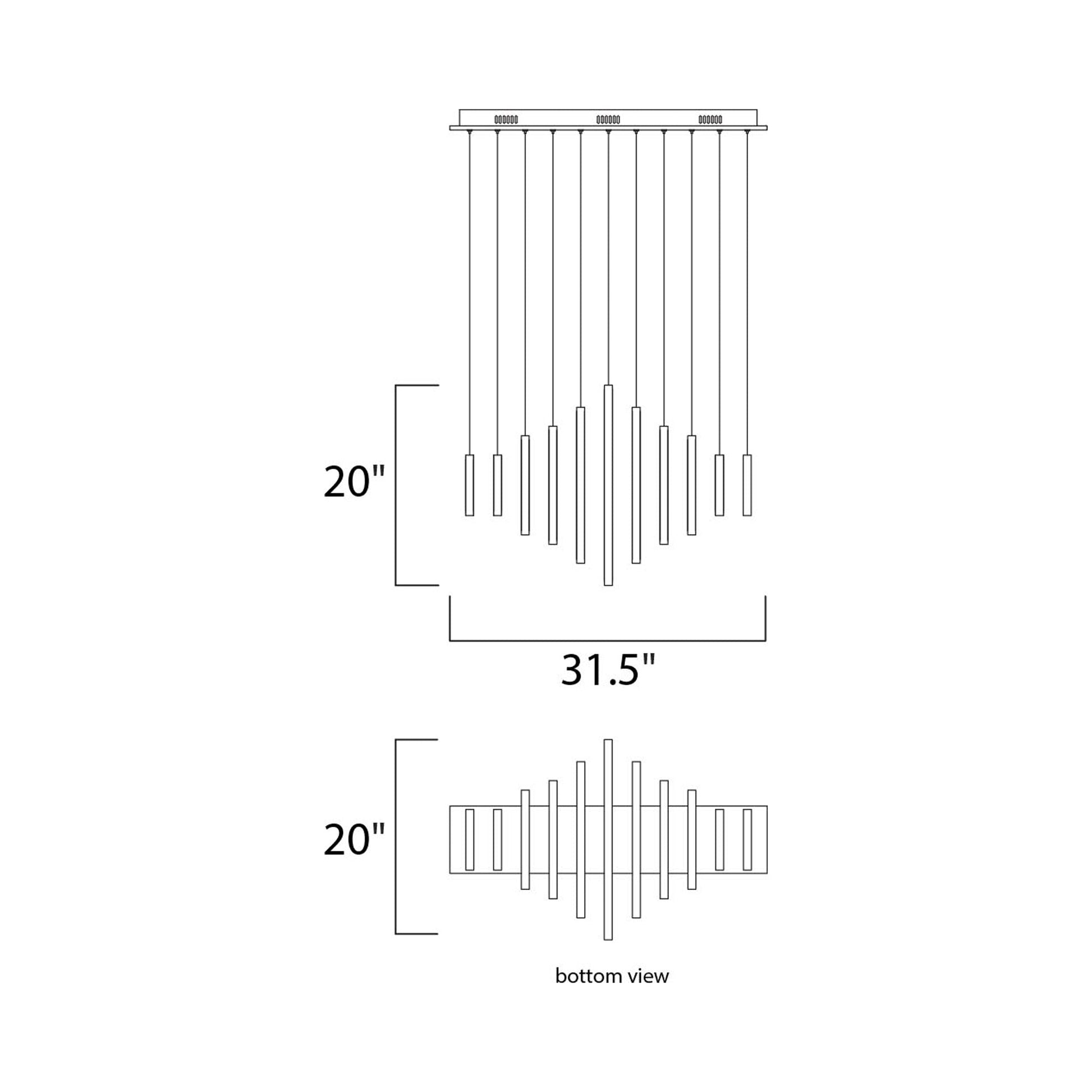 Hoops LED Linear Pendant Light - line drawing.