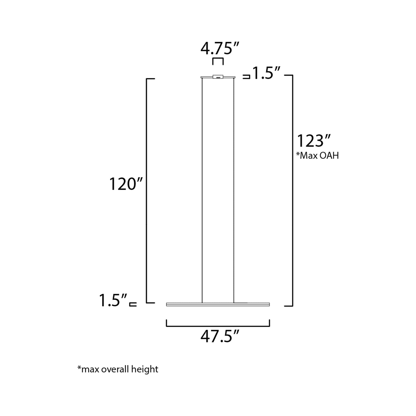 Hoops LED Linear Pendant Light - line drawing.