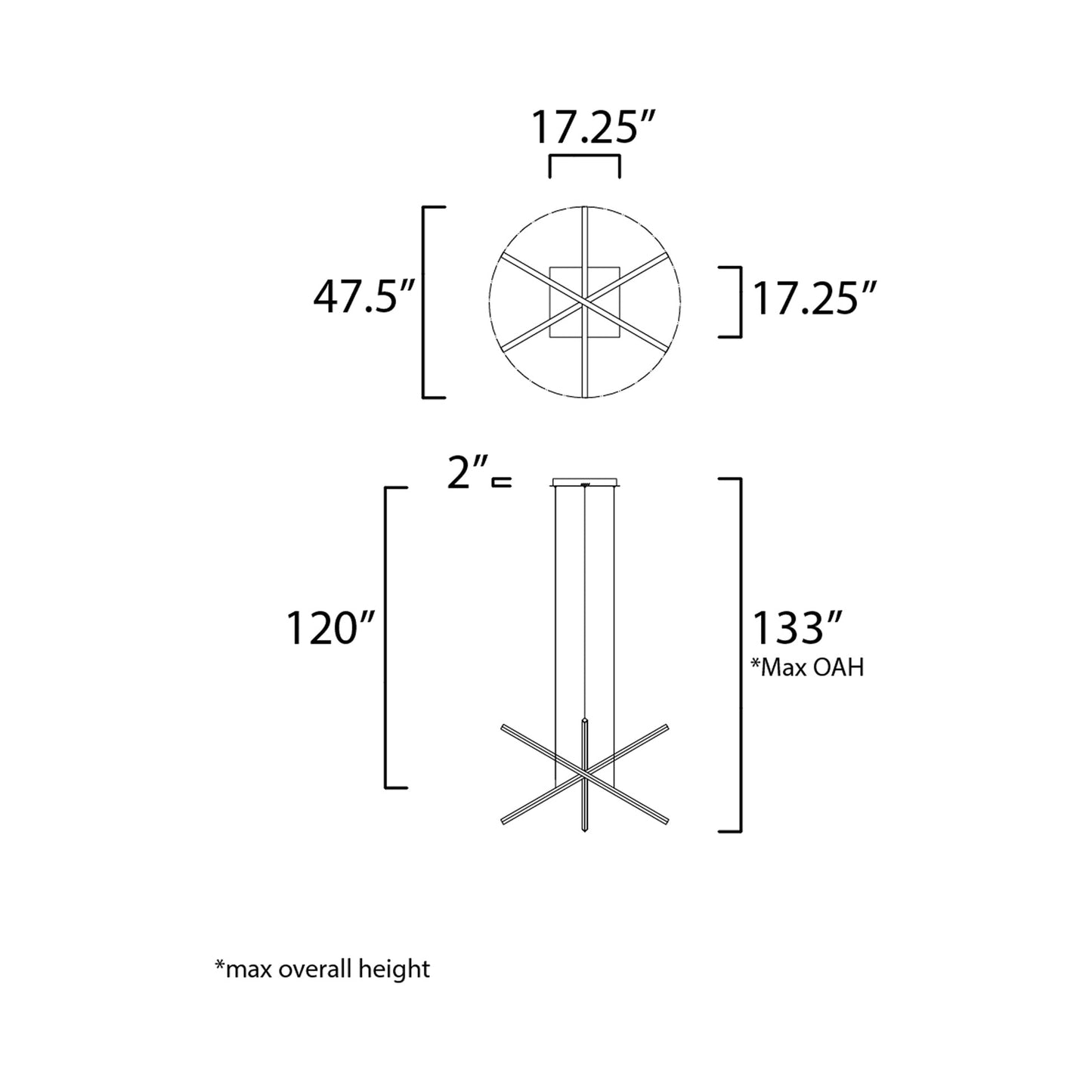 Hover LED Multi Light Pendant Light- line drawing.