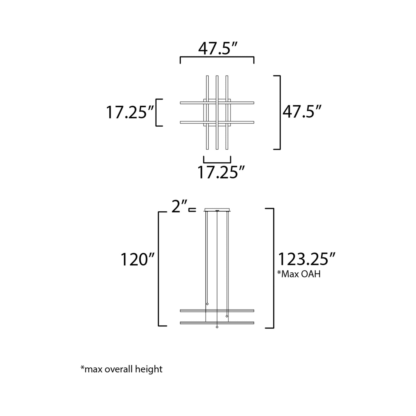Hover LED Multi Light Pendant Light- line drawing.