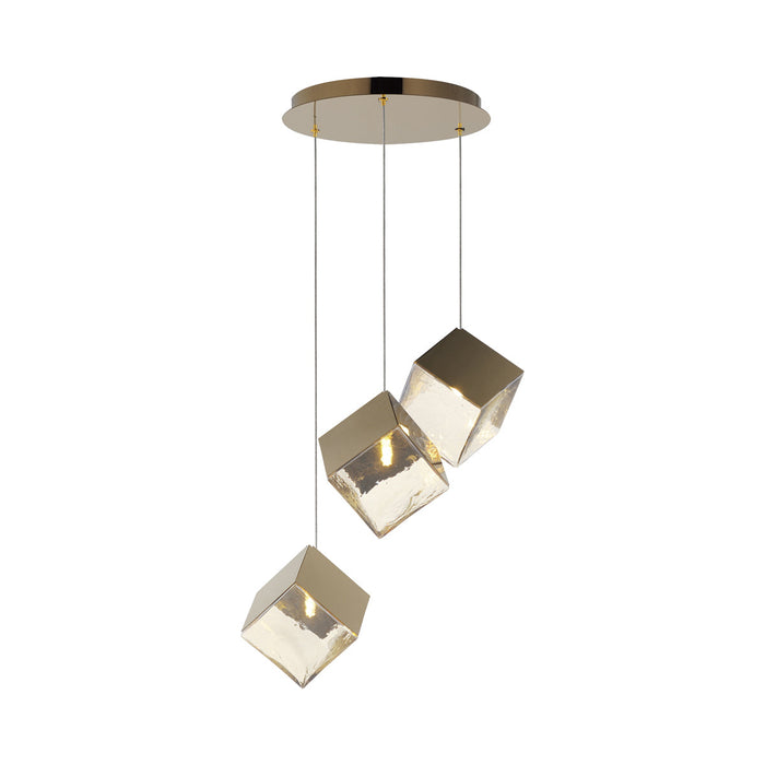 Ice Cube Pendant Light in French Gold (3-Light).