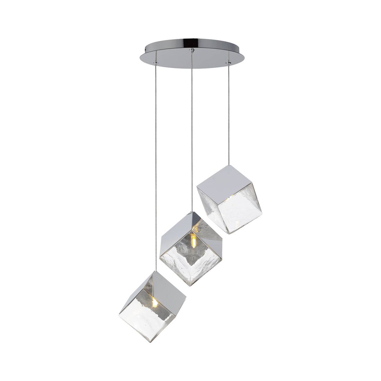 Ice Cube Pendant Light in Polished Chrome (3-Light).