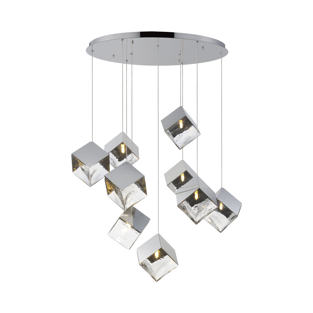 Ice Cube Pendant Light in Polished Chrome (9-Light).