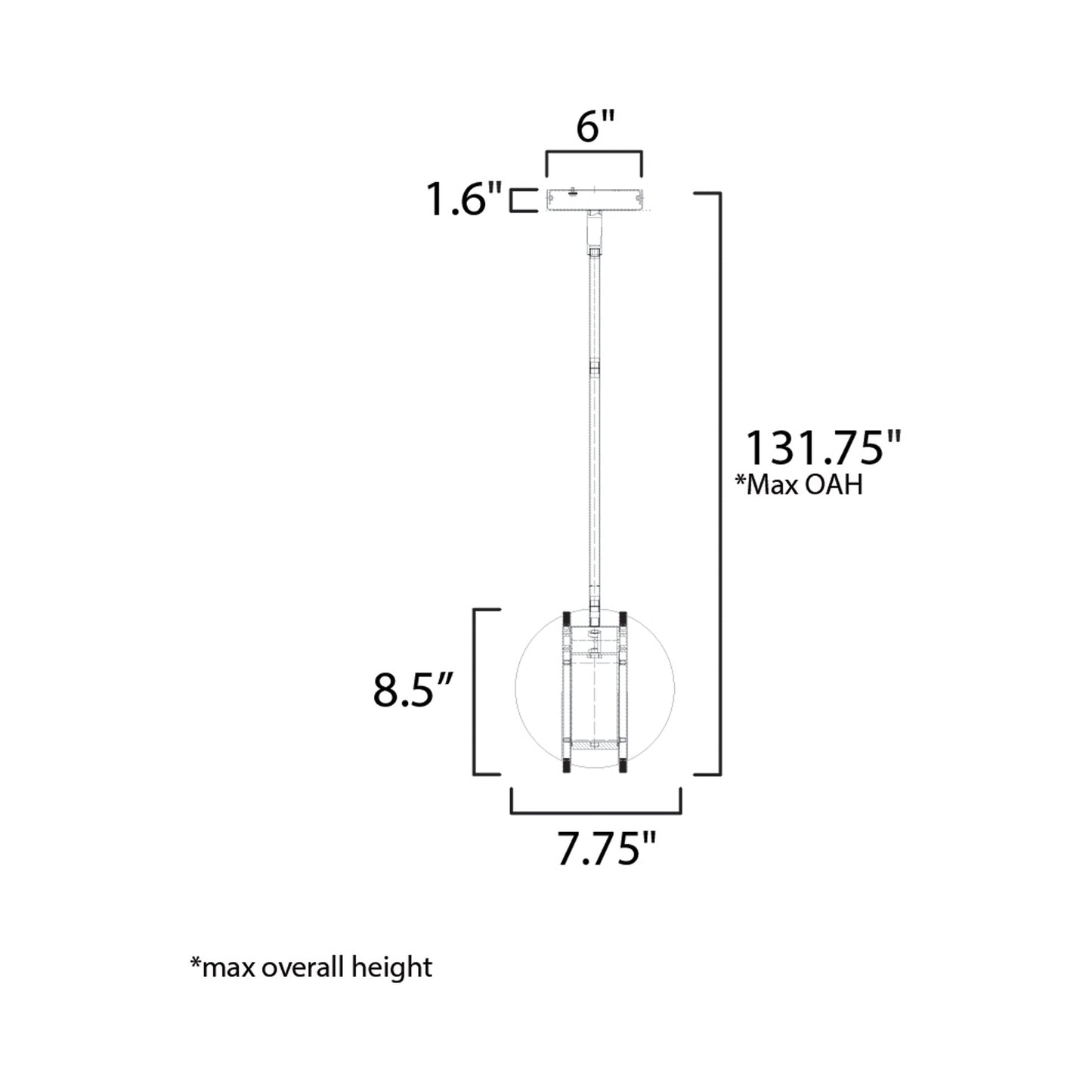 Interval LED Mini Pendant Light - line drawing.