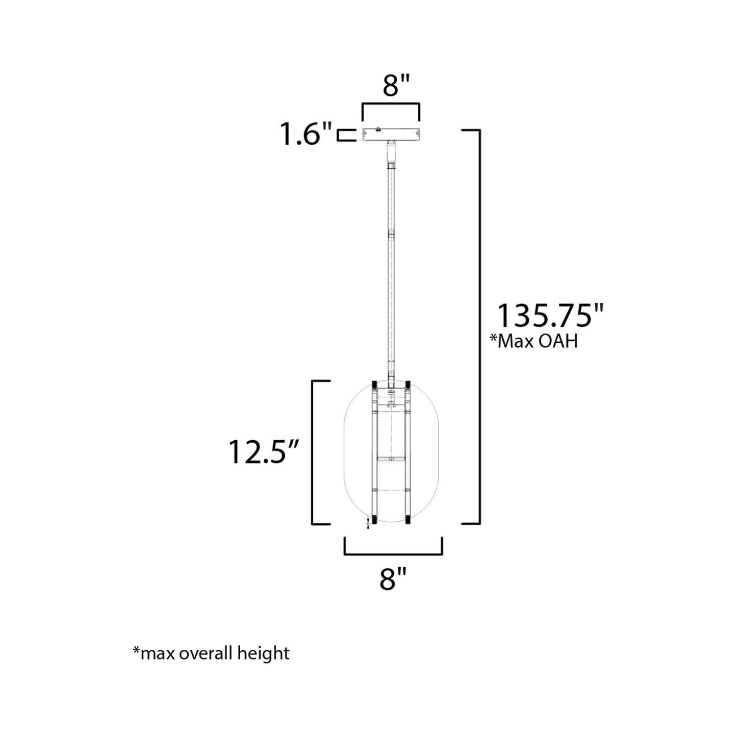 Interval LED Pendant Light - line drawing.