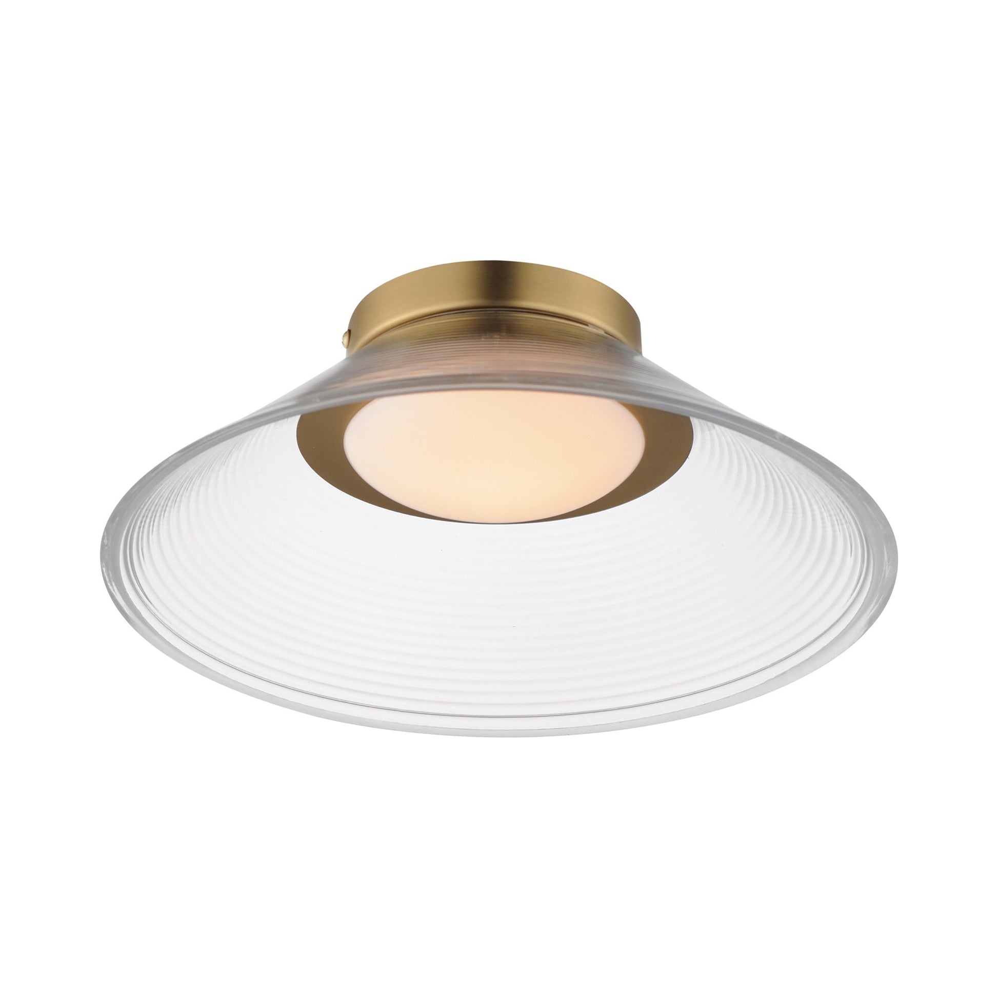 Jensen LED Ceiling / Wall Light in Clear Ribbed Glass.