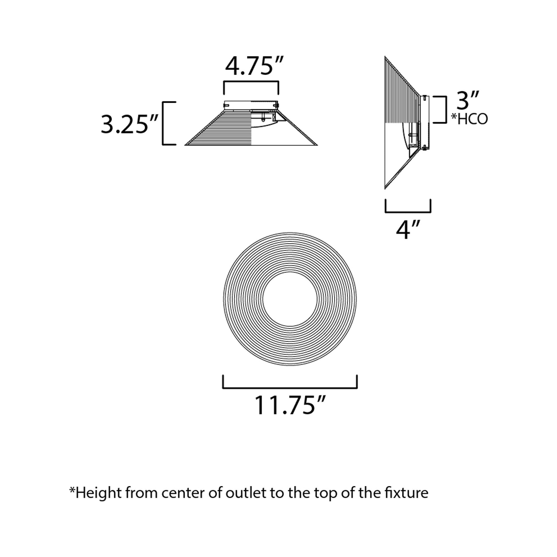 Jensen LED Ceiling / Wall Light - line drawing.