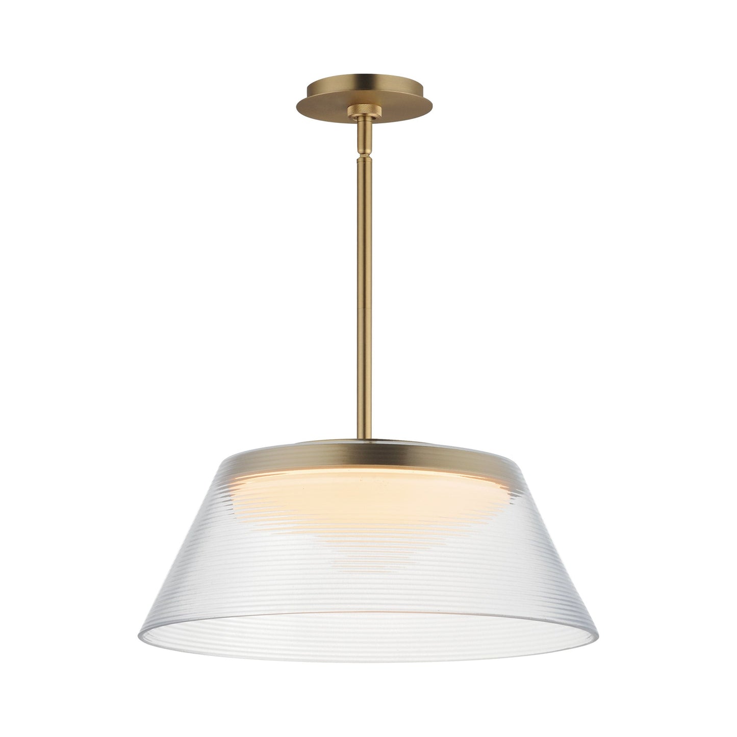Jensen LED Pendant Light in Clear Ribbed Glass.