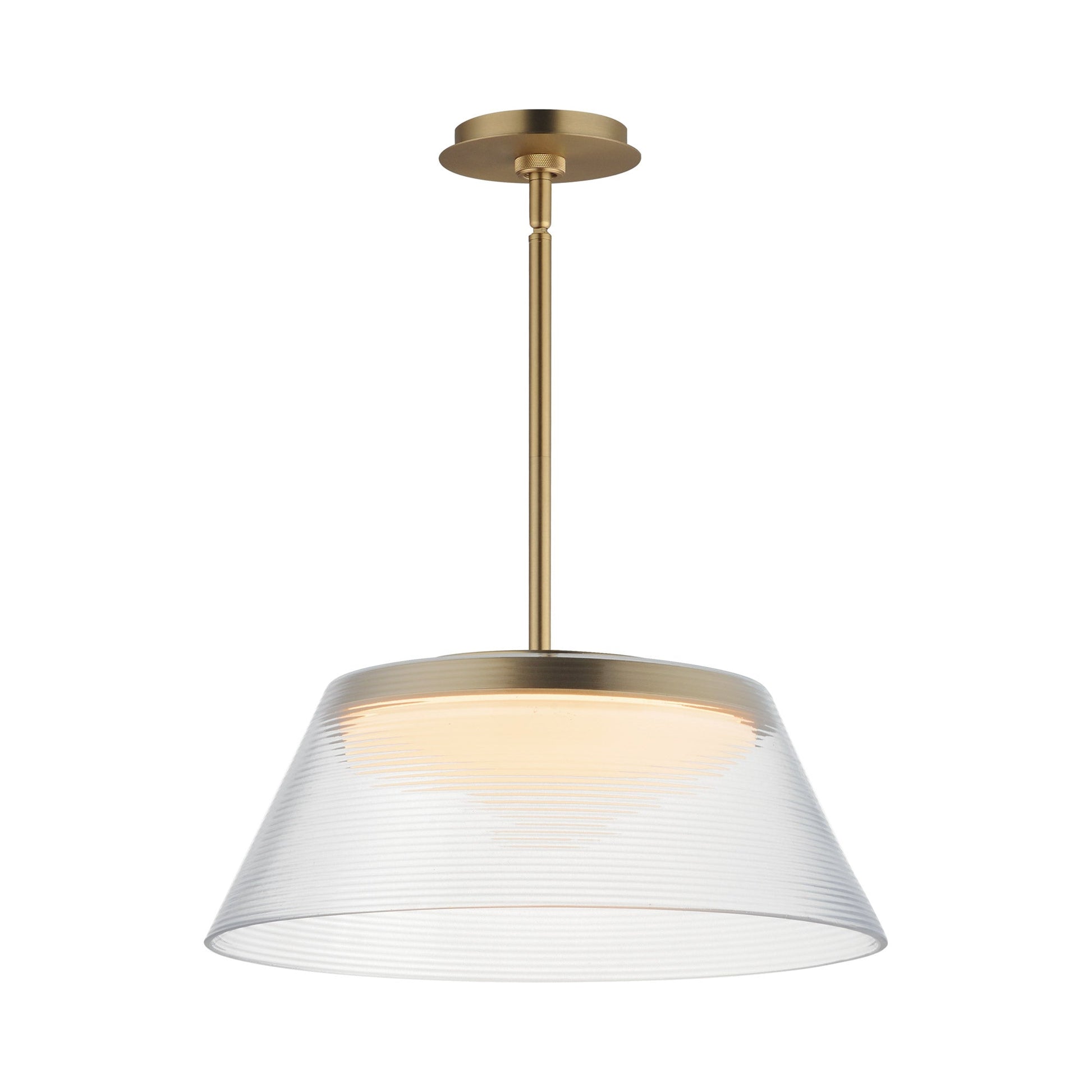 Jensen LED Pendant Light in Clear Ribbed Glass.