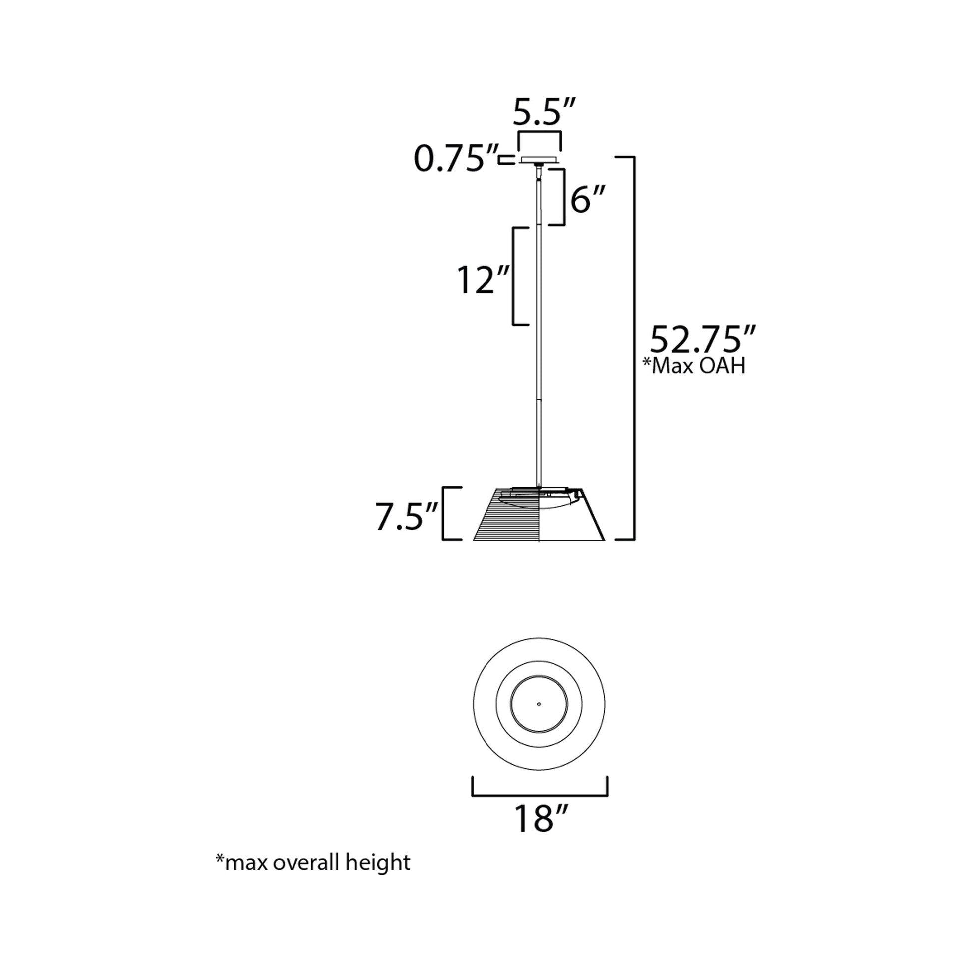 Jensen LED Pendant Light - line drawing.