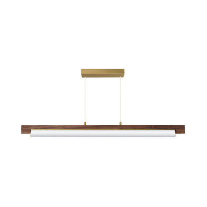 Joist LED Linear Pendant Light in Whit Alabaster/Natural Aged Brass.