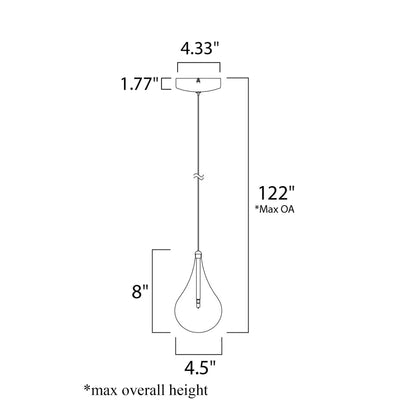 Larmes Pendant Light - line drawing.