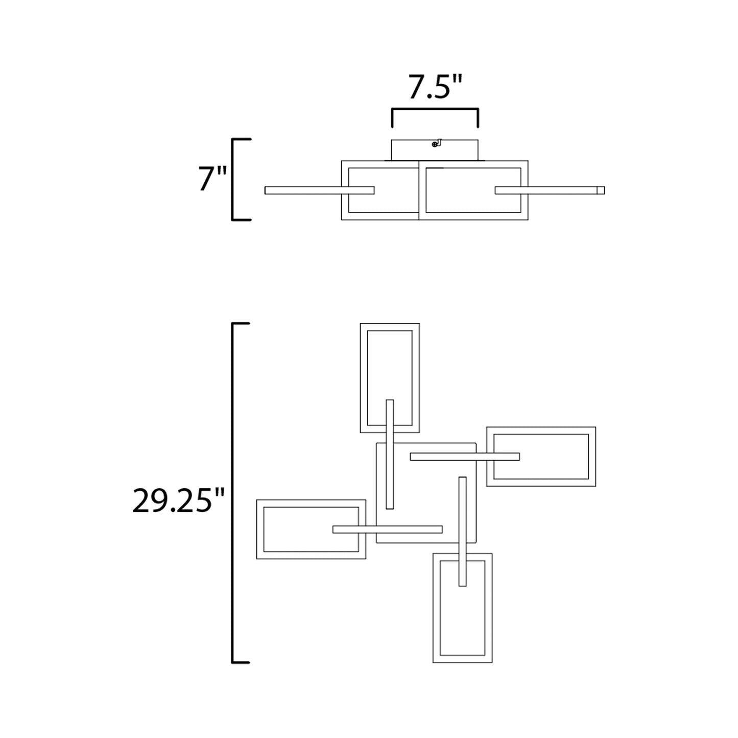 Link LED Flush Mount Ceiling Light - line drawing.
