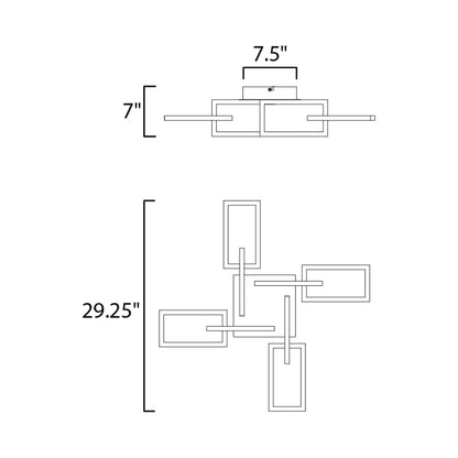 Link LED Flush Mount Ceiling Light - line drawing.