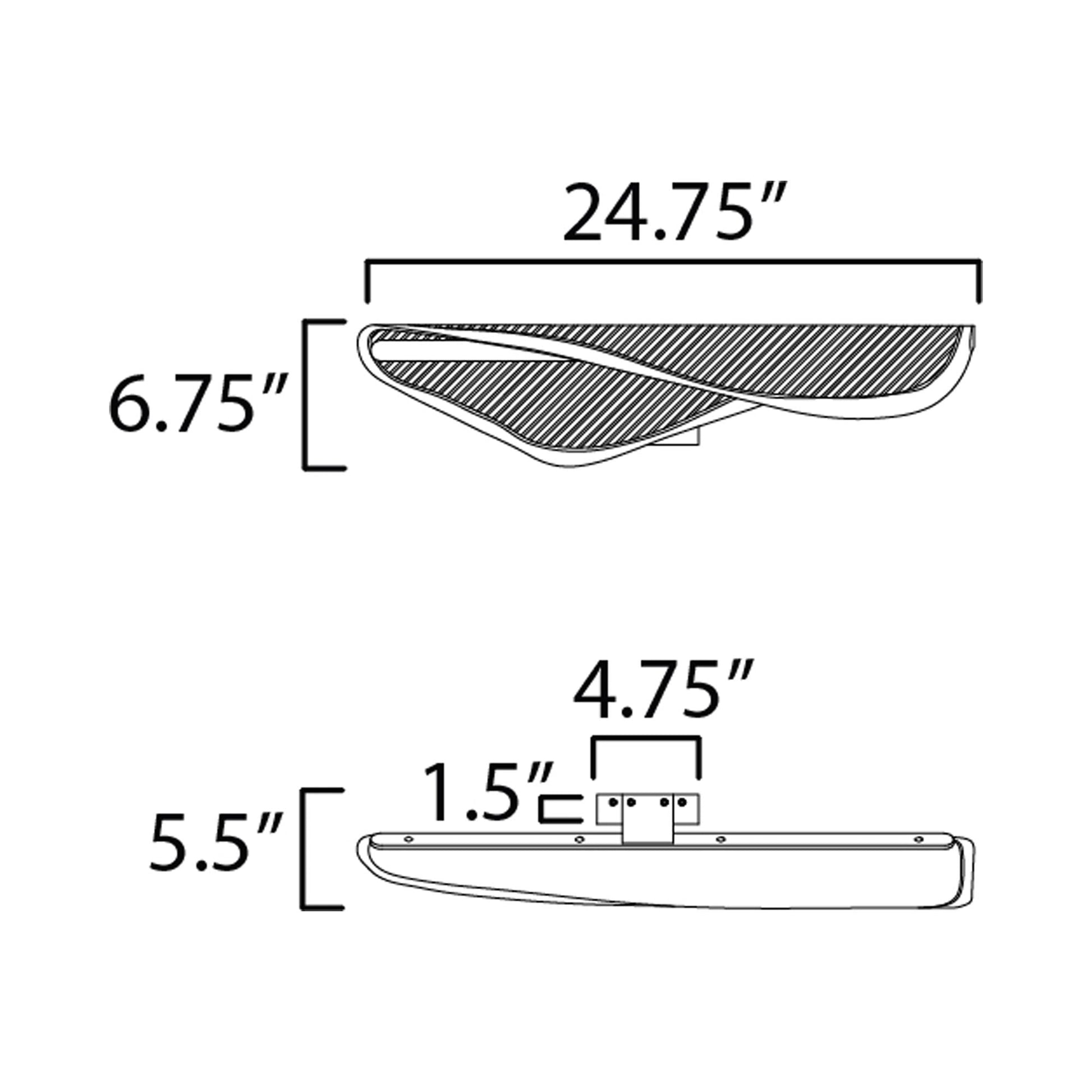 Manta LED Bath Vanity Light - line drawing.
