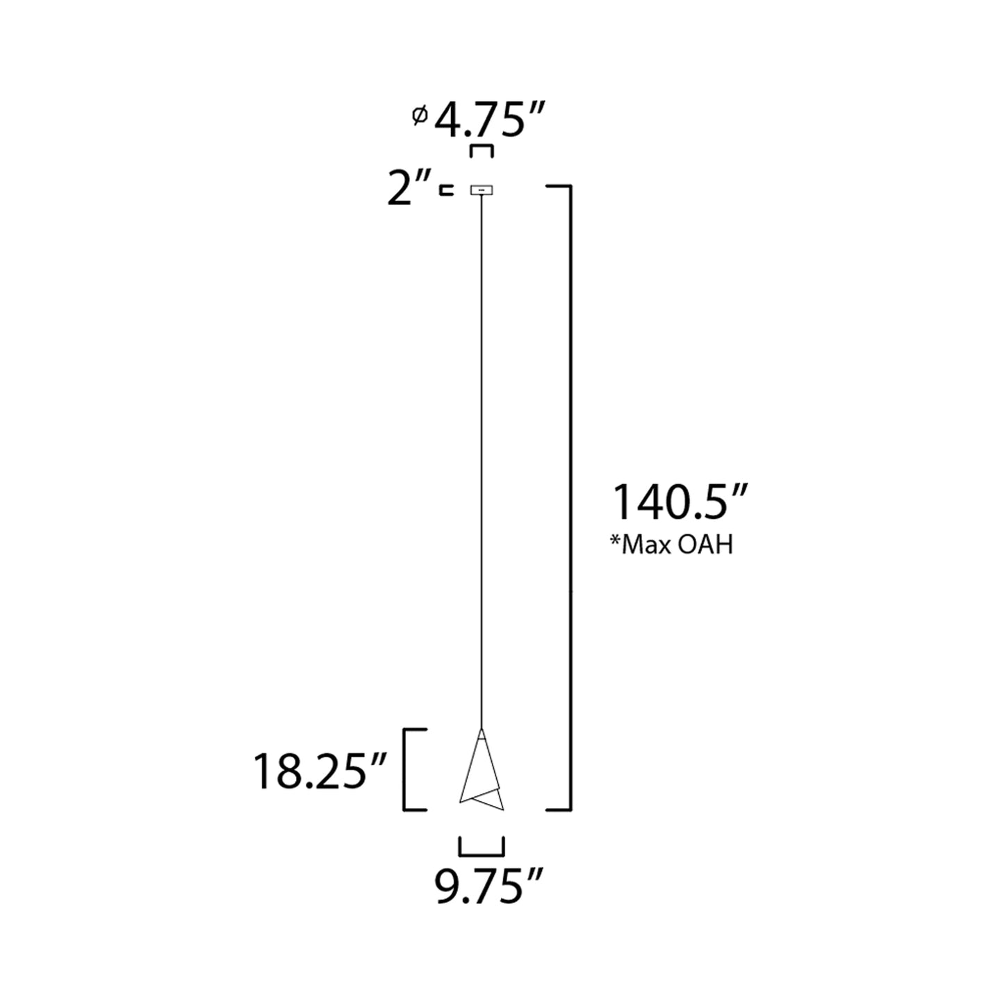 Mermaid LED Pendant Light - line drawing.