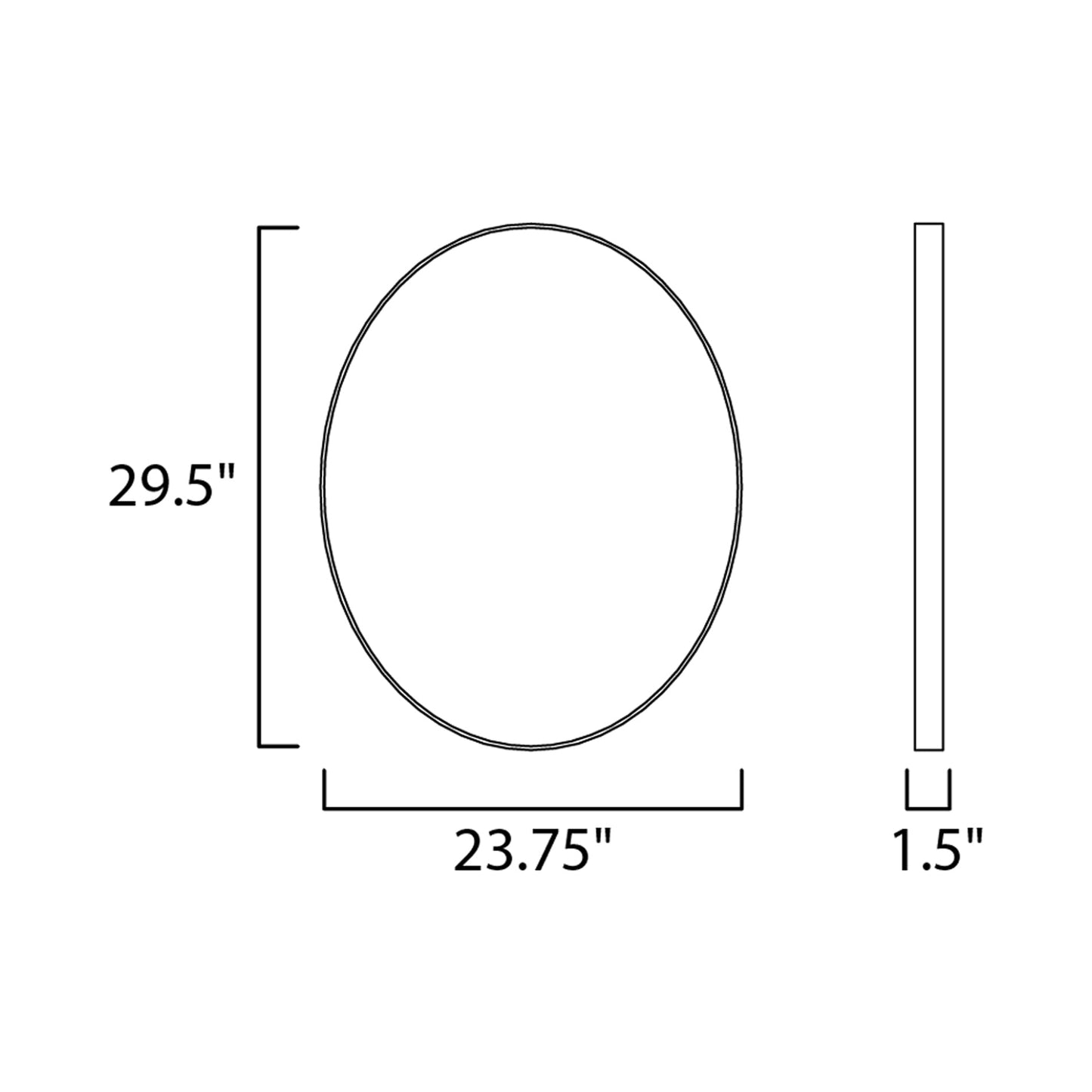 Mirror Oval LED Wall Mirror - line drawing.