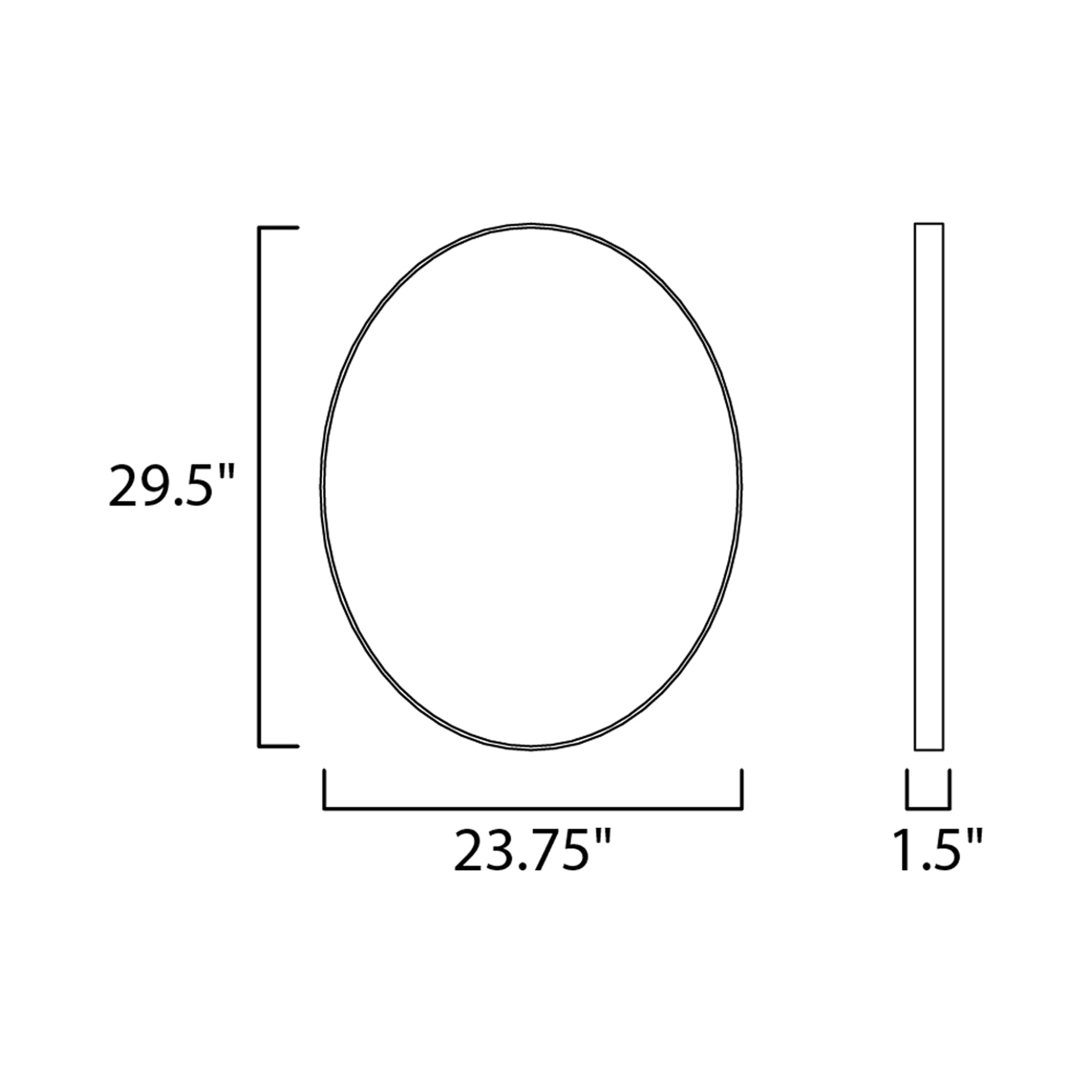 Mirror Oval LED Wall Mirror - line drawing.