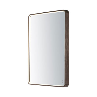 Mirror Rectangular LED Wall Mirror in Anodized Bronze.