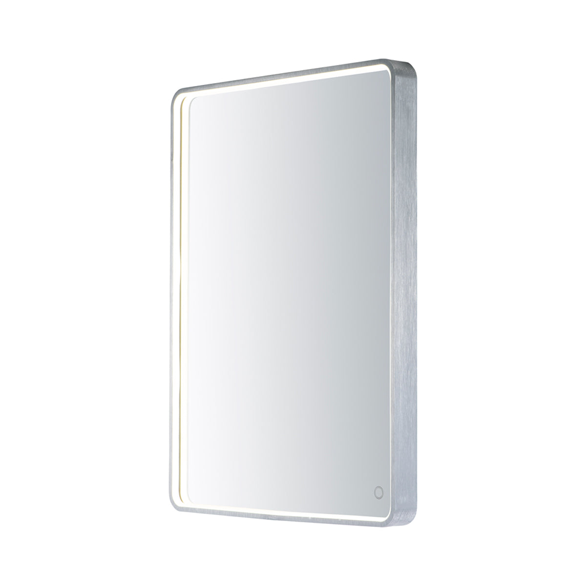 Mirror Rectangular LED Wall Mirror in Brushed Aluminum.
