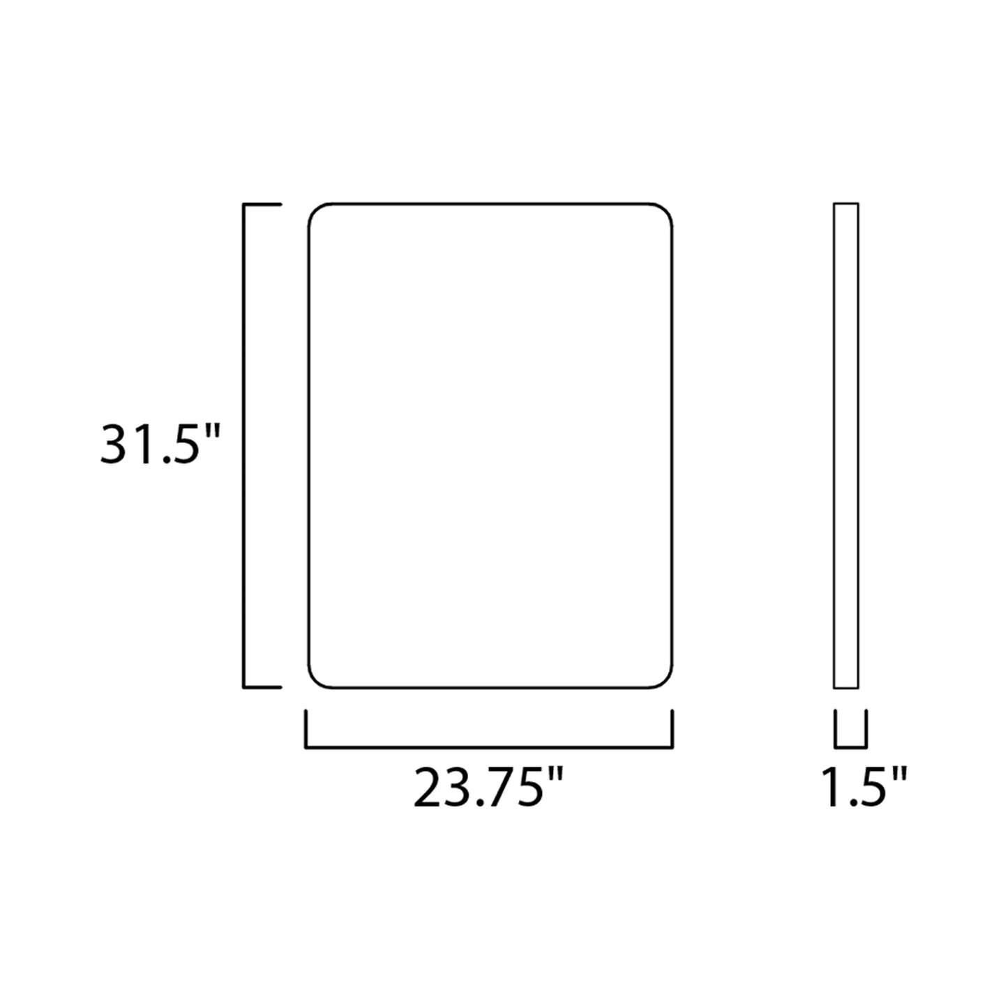 Mirror Rectangular LED Wall Mirror - line drawing.